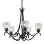 Parrish 27 1/4" Wide Matte Black 5-Light Chandelier With Seeded Glass
