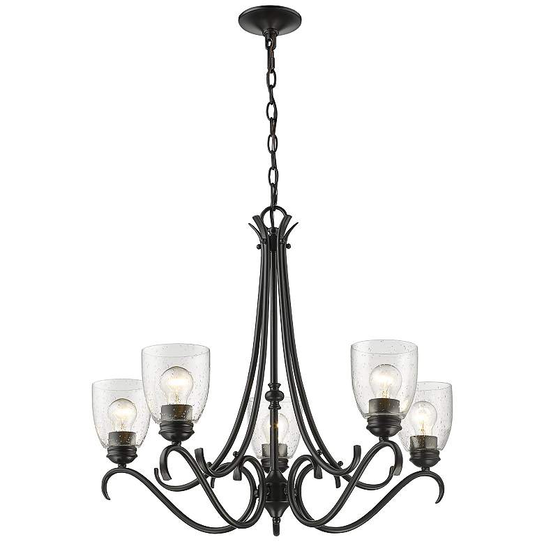 Image 5 Parrish 27 1/4"W Matte Black Seeded Glass 5-Light Chandelier more views