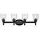Parrish 28 5/8" Wide 4-Light Vanity Light in Matte Black with Seeded G