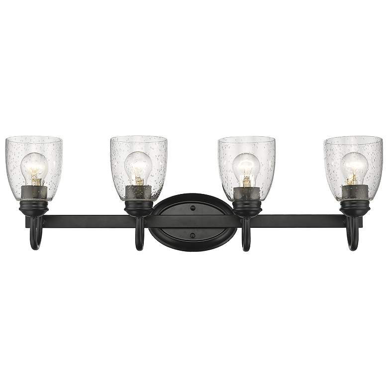 Image 1 Parrish 28 5/8" Wide 4-Light Vanity Light in Matte Black with Seeded G