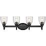 Parrish 28 5/8" Wide 4-Light Vanity Light in Matte Black with Seeded G