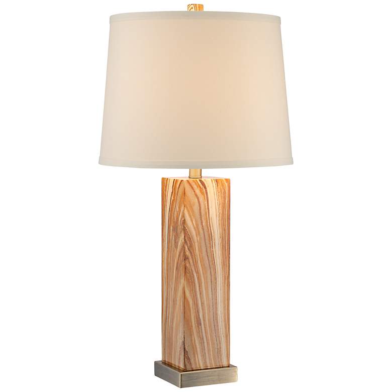 Image 1 Parrish Brown Faux Marble Column Table Lamp