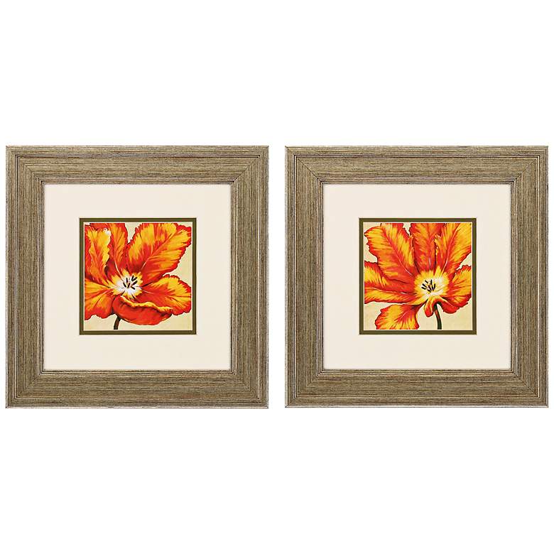 Image 1 Parrot Tulip 2-Piece 14 inch Square Gold Framed Wall Art Set