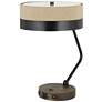 Parson Wood and Black Finish Outlet and USB Desk Lamp