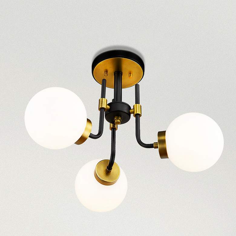Image 2 Parsons 22" Wide Matte Black Brass 3-Light Ceiling Light