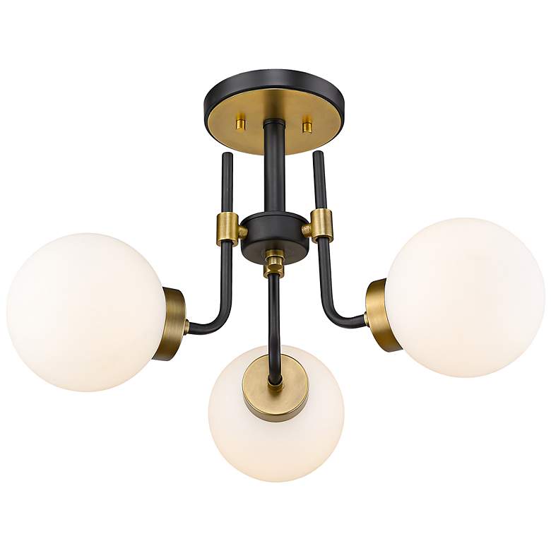 Image 6 Parsons 22" Wide Matte Black Brass 3-Light Ceiling Light more views