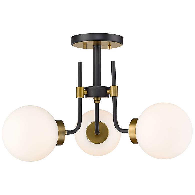 Image 7 Parsons 22" Wide Matte Black Brass 3-Light Ceiling Light more views