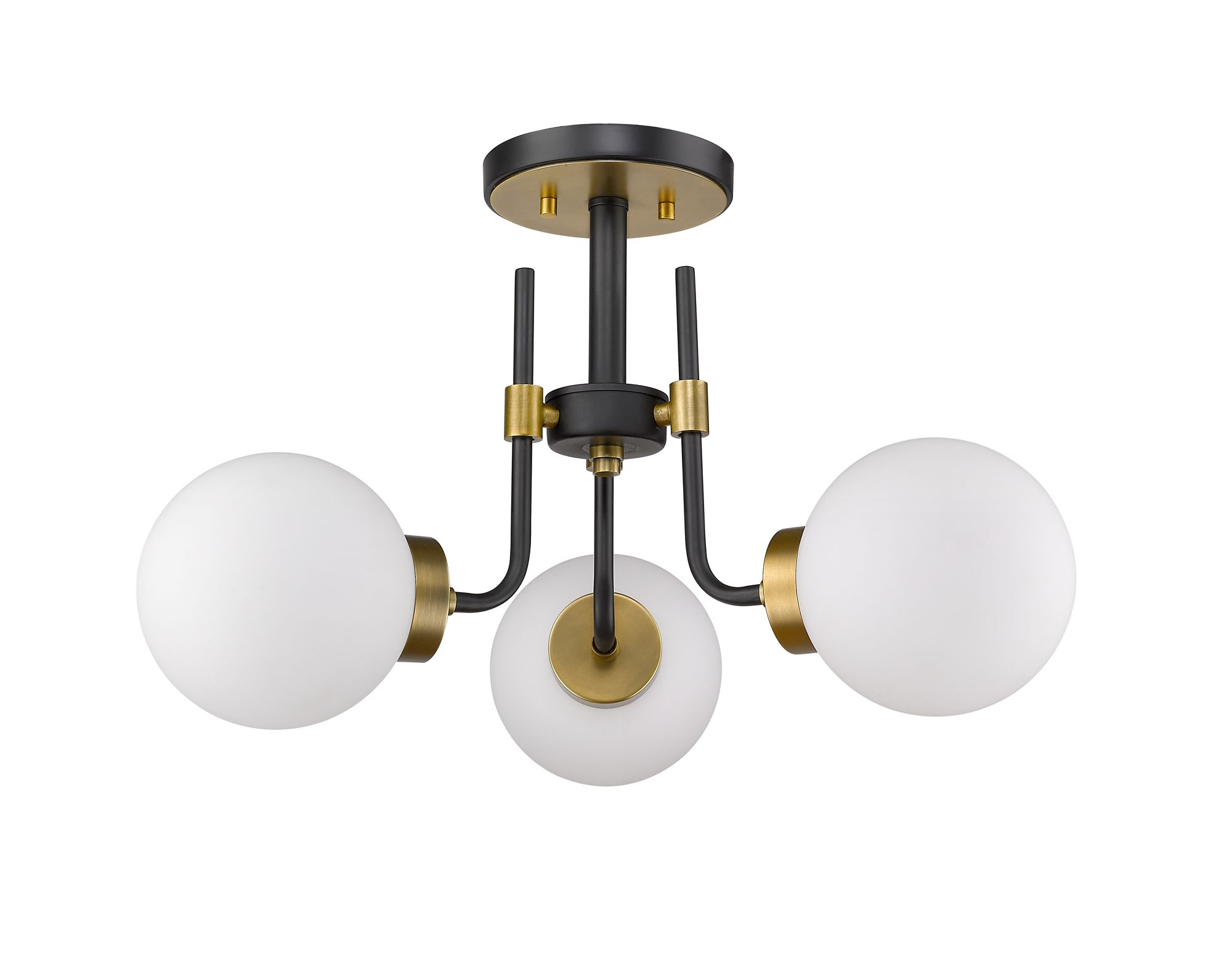 Parsons 22" Wide Matte Black Brass 3-Light Ceiling Light in scene