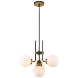 Parsons 22"W Matte Black and Olde Brass 4-Light Chandelier