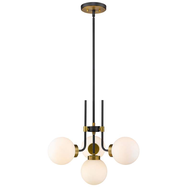 Image 5 Parsons 22"W Matte Black and Olde Brass 4-Light Chandelier more views