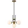 5_Parsons 22"W Matte Black and Olde Brass 4-Light Chandelier more views