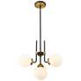 6_Parsons 22"W Matte Black and Olde Brass 4-Light Chandelier more views