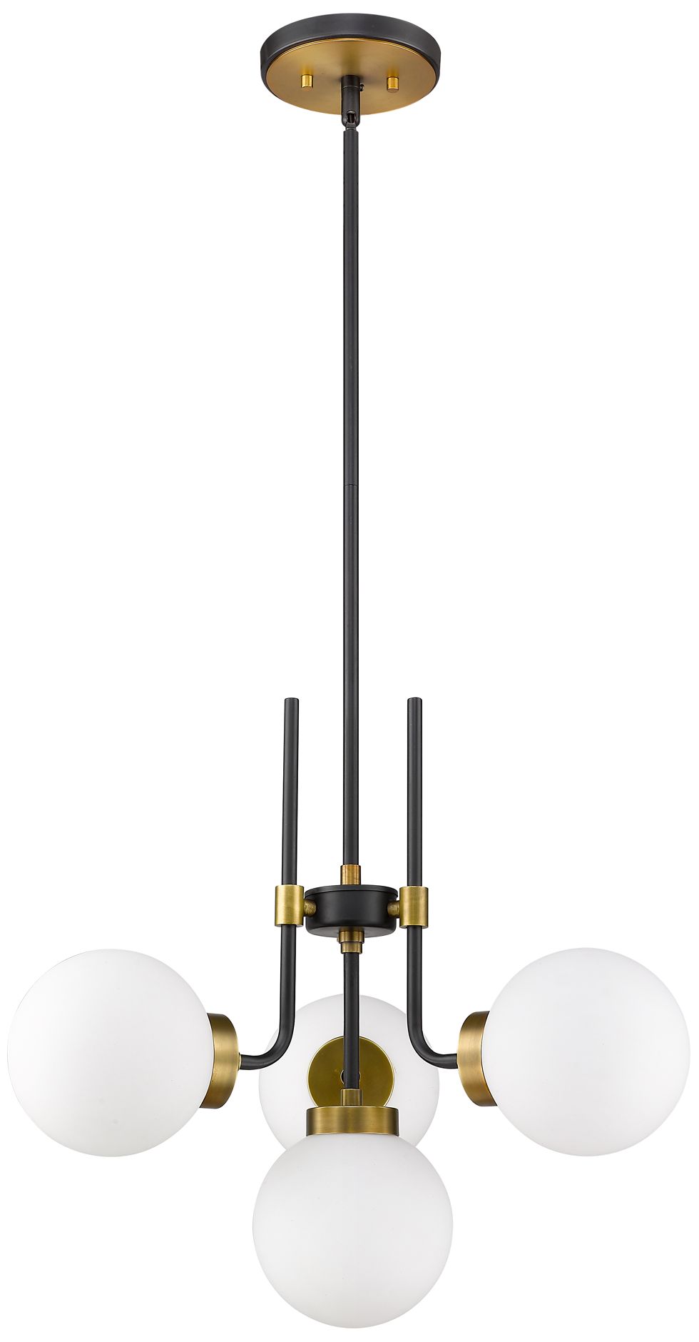 Parsons 22"W Matte Black and Olde Brass 4-Light Chandelier