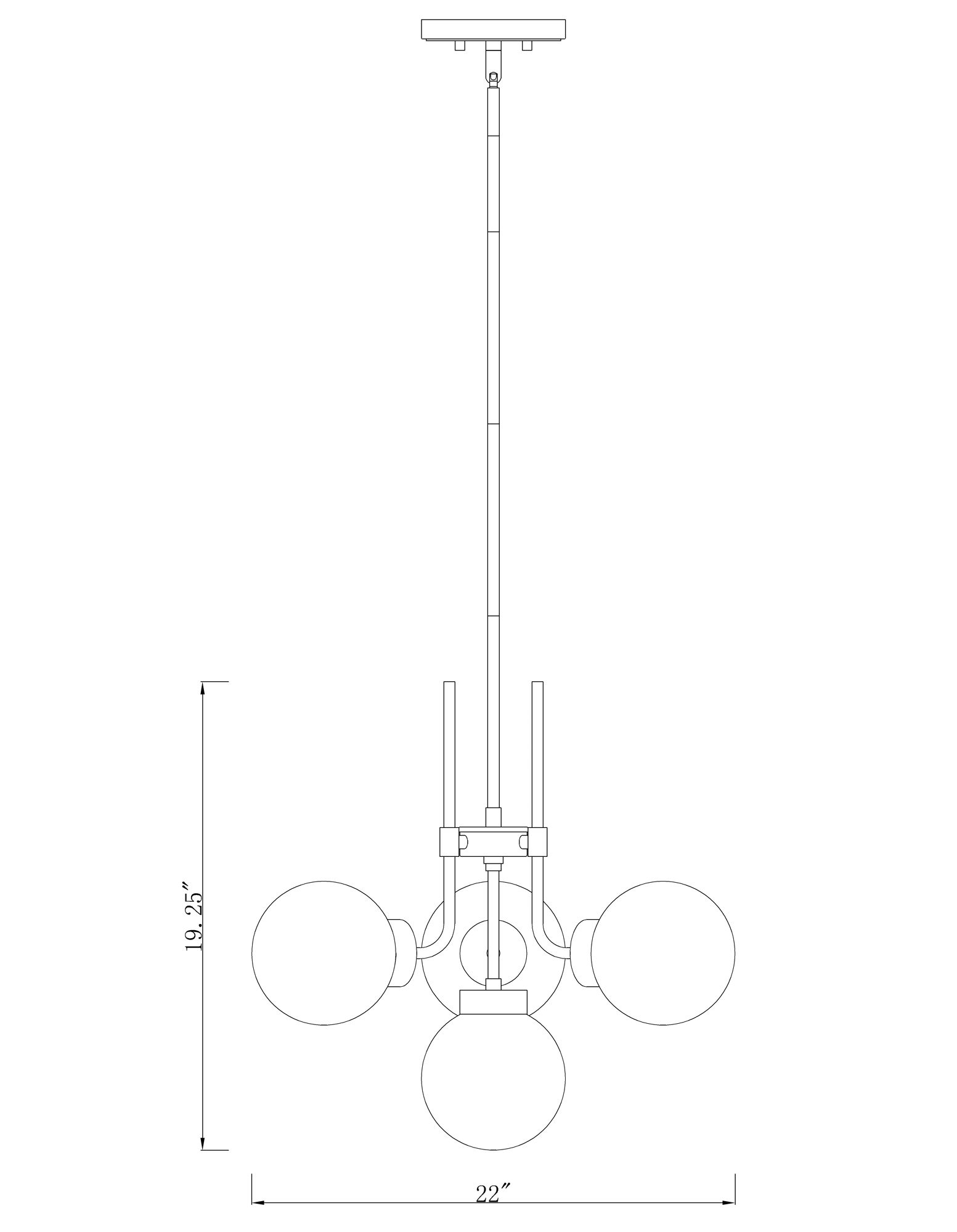 Parsons 22"W Matte Black and Olde Brass 4-Light Chandelier