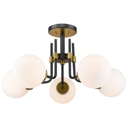 Parsons 27" Wide Matte Black and Brass 5-Light Ceiling Light