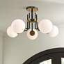 2_Parsons 27" Wide Matte Black and Brass 5-Light Ceiling Light