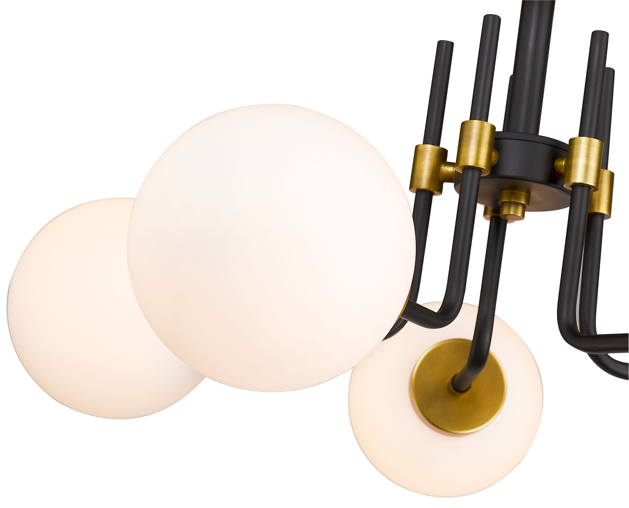 Parsons 27" Wide Matte Black and Brass 5-Light Ceiling Light in scene
