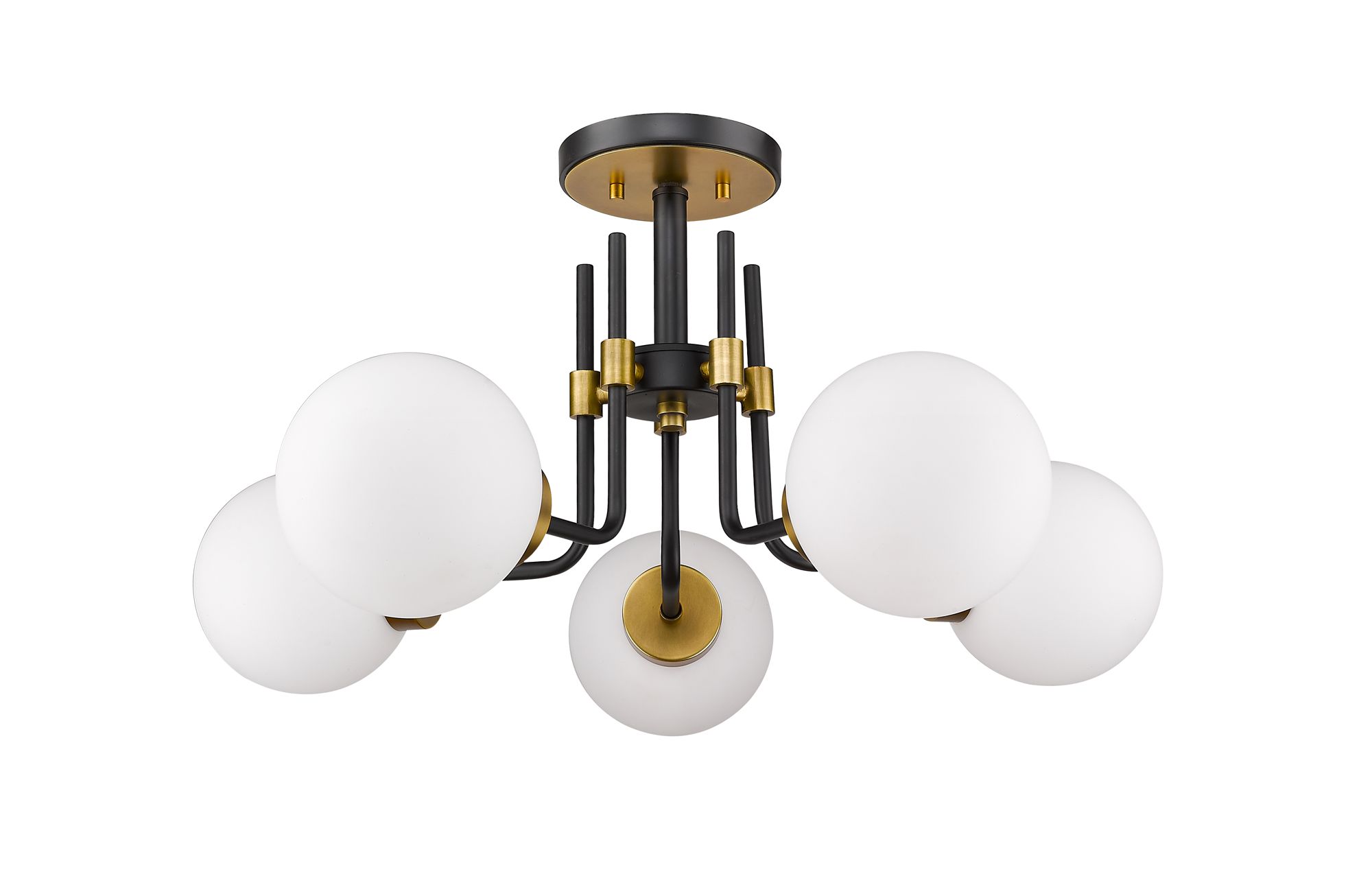 Parsons 27" Wide Matte Black and Brass 5-Light Ceiling Light in scene