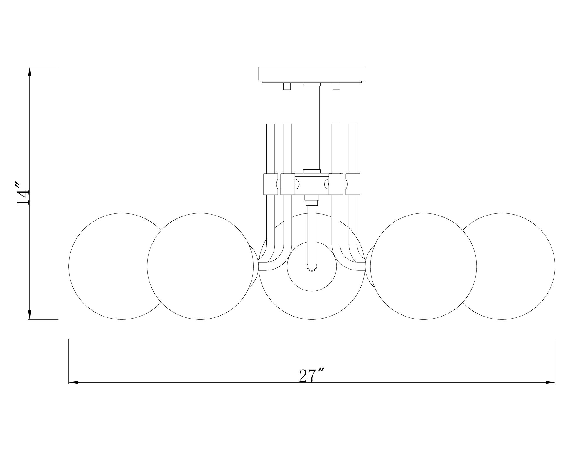 Parsons 27" Wide Matte Black and Brass 5-Light Ceiling Light in scene