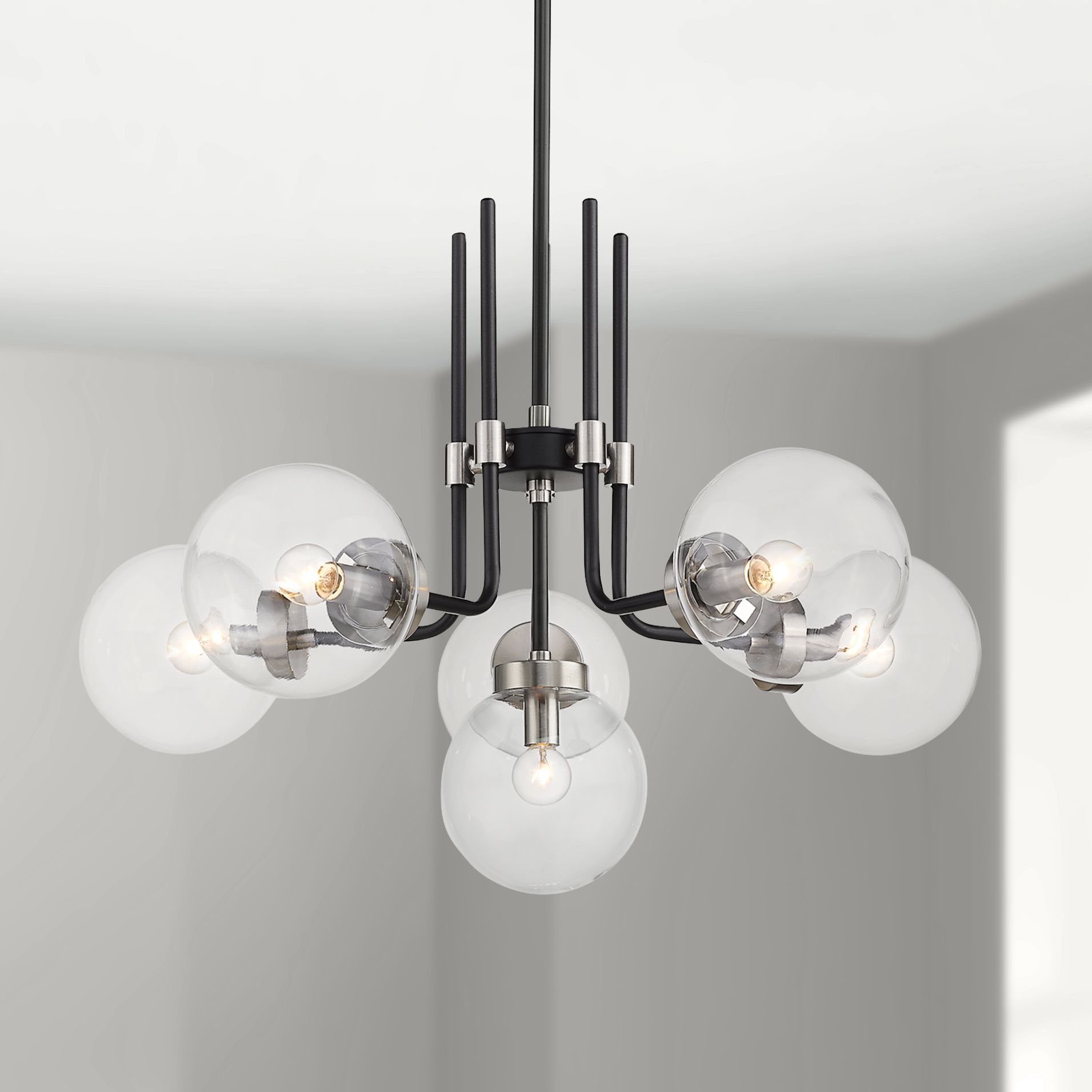 black and brushed nickel light fixture