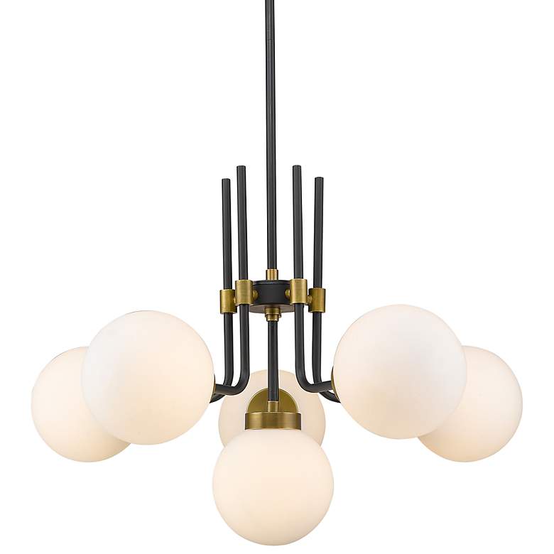 Image 3 Parsons 27"W Matte Black and Olde Brass 6-Light Chandelier