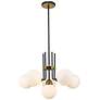 3_Parsons 27"W Matte Black and Olde Brass 6-Light Chandelier