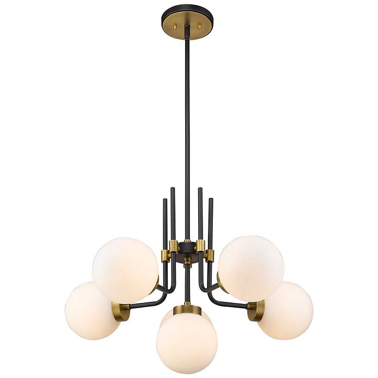 Image 6 Parsons 27"W Matte Black and Olde Brass 6-Light Chandelier more views