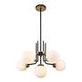 7_Parsons 27"W Matte Black and Olde Brass 6-Light Chandelier more views
