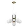 Parsons 27"W Matte Black and Olde Brass 6-Light Chandelier in scene