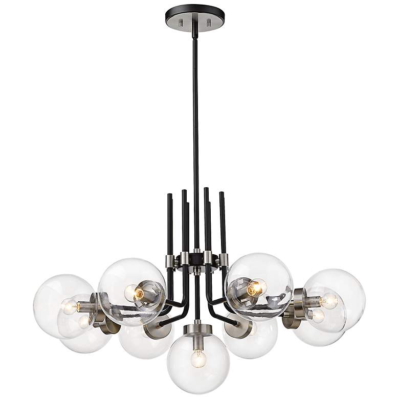 Image 1 Parsons 32" Wide Black and Brushed Nickel 9-Light Chandelier
