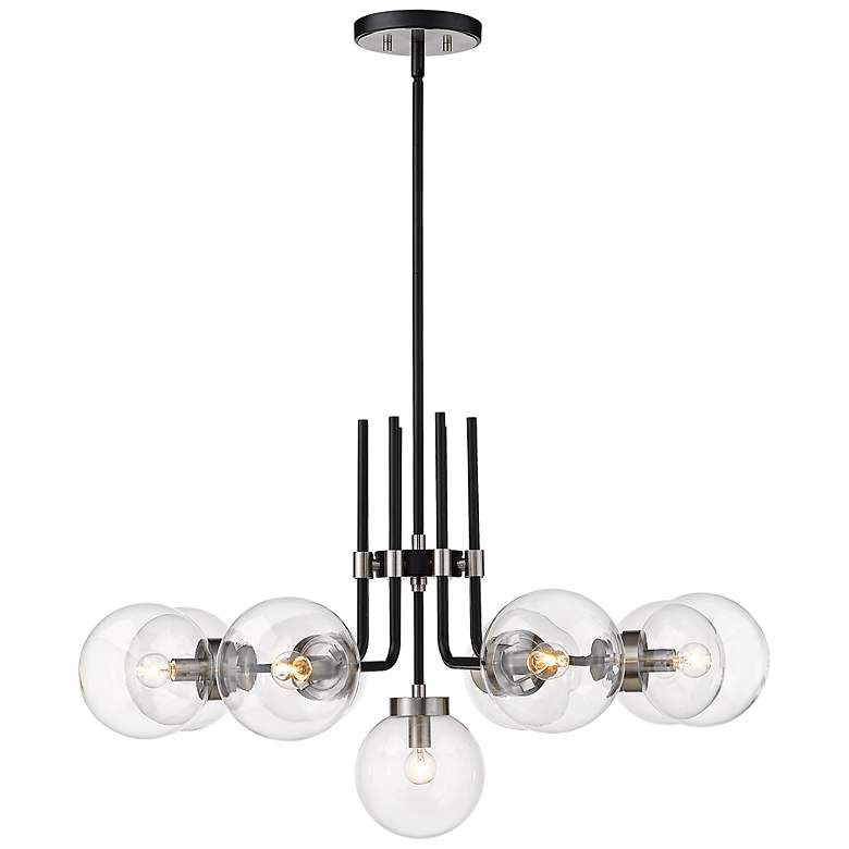 Image 4 Parsons 32" Wide Black and Brushed Nickel 9-Light Chandelier more views