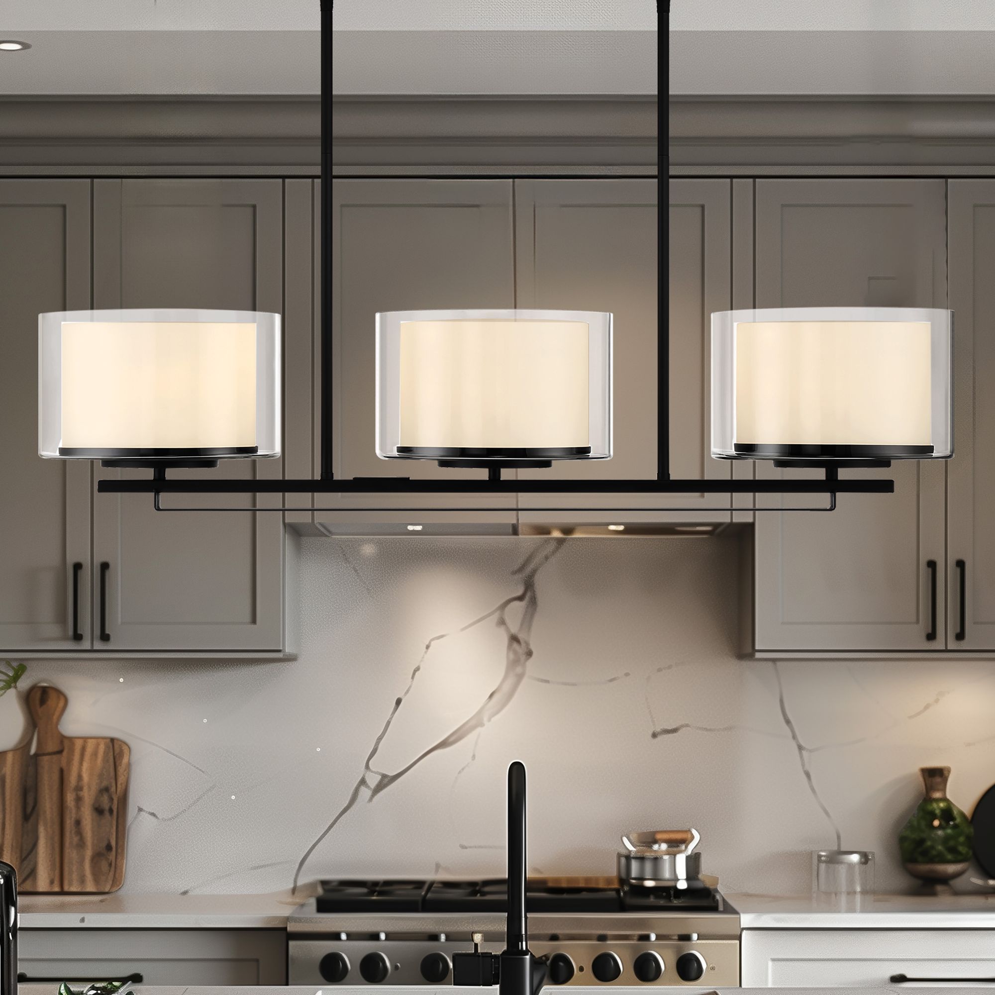 Parsons Studio 38" Wide Sand Coal 3-Light Island Chandelier