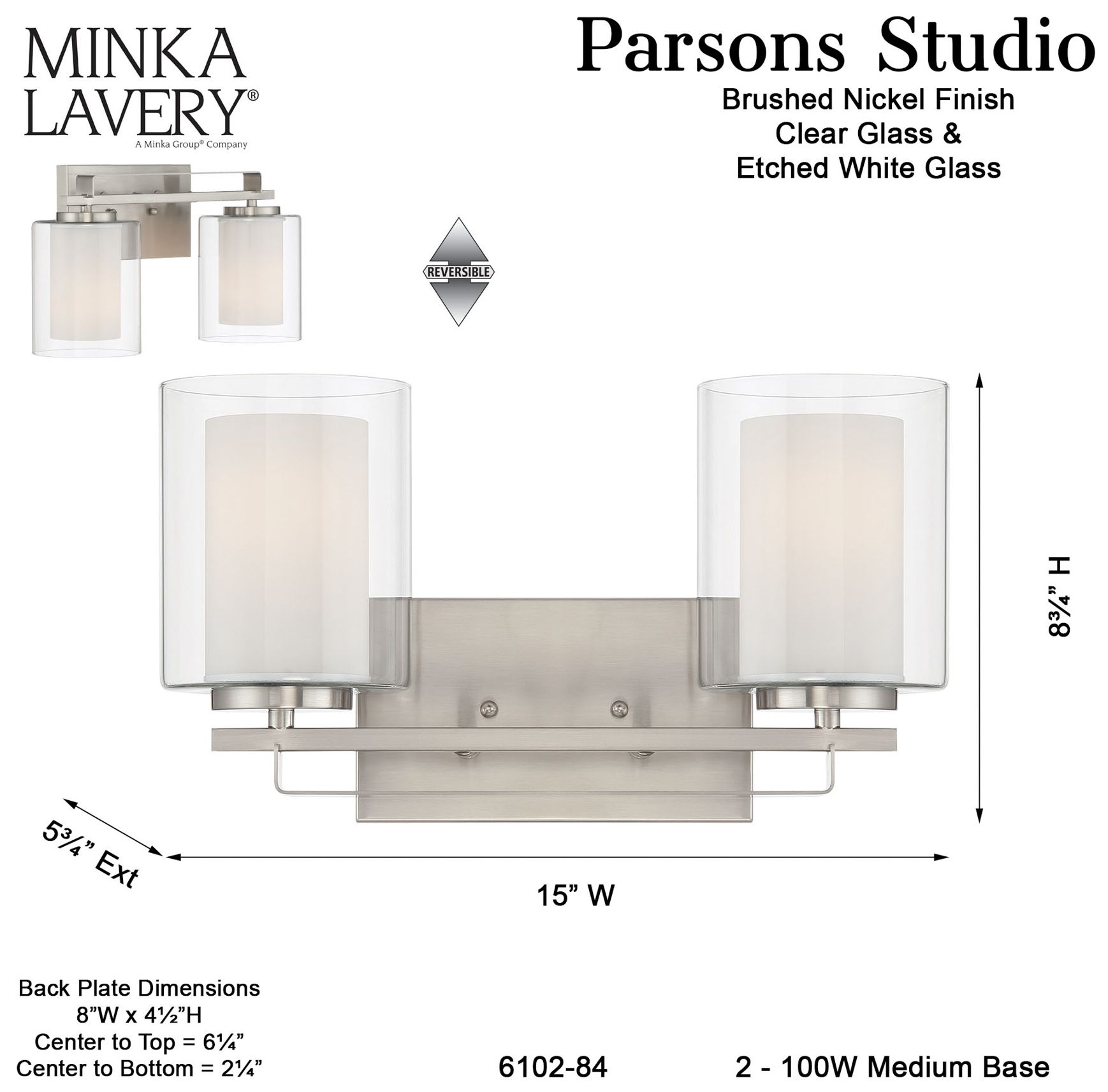 Image 6 Parsons Studio 8 3/4"H Brushed Nickel 2-Light Wall Sconce more views