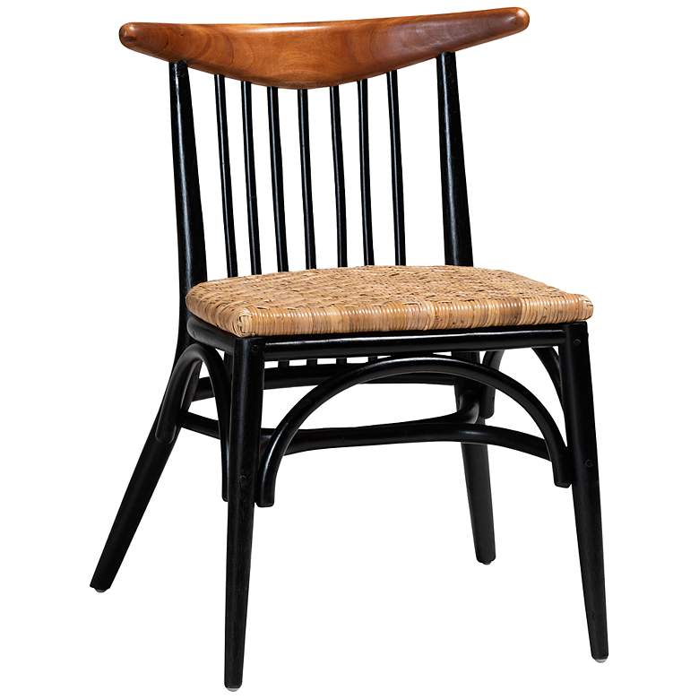 Image 1 Parthenia Natural Rattan Black Wood Dining Chair