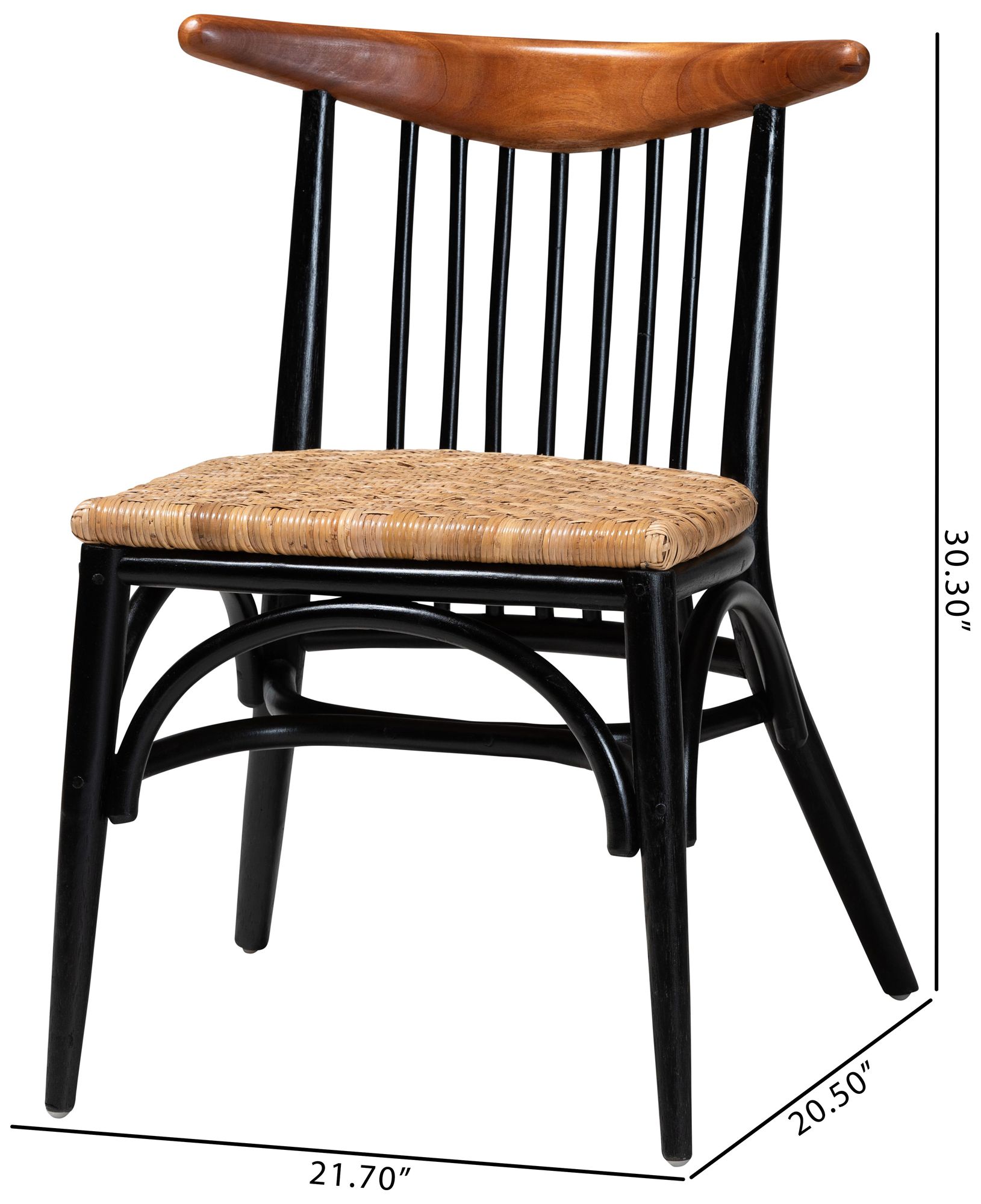 Parthenia Natural Rattan Black Wood Dining Chair
