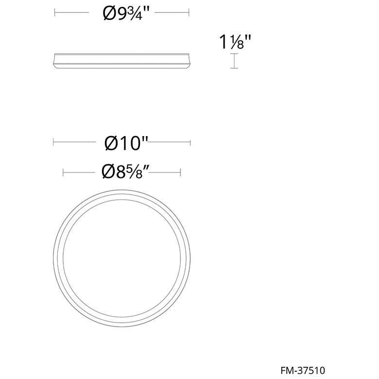 Image 3 Parthenon 1.13"H x 10"W 1-Light Flush Mount in Black more views