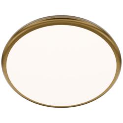 Parthenon 1.13"H x 15"W 1-Light Flush Mount in Aged Brass