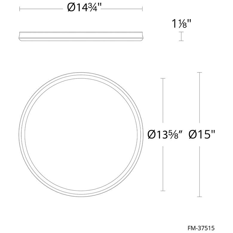 Image 3 Parthenon 1.13"H x 15"W 1-Light Flush Mount in Brushed Nickel more views