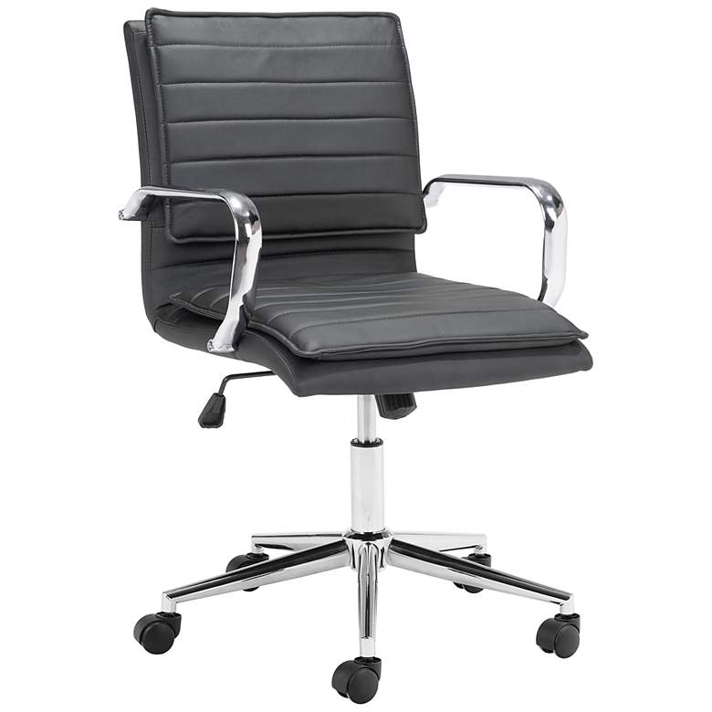 Image 1 Partner Black Faux Leather Adjustable Swivel Office Chair