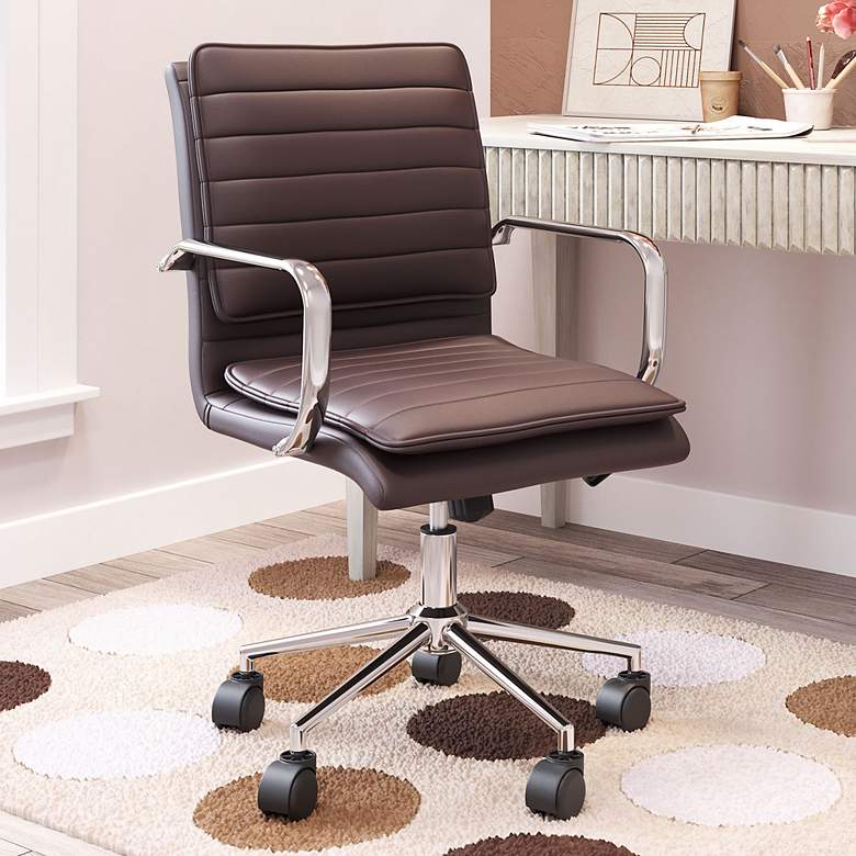 Image 1 Partner Espresso Faux Leather Adjustable Swivel Office Chair