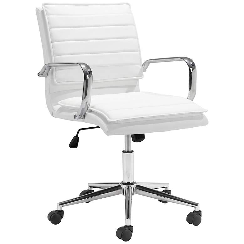 Image 3 Partner White Faux Leather Adjustable Swivel Office Chair