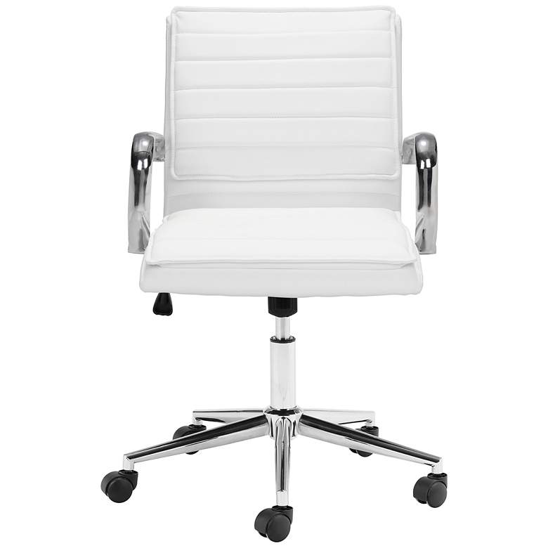 Image 6 Partner White Faux Leather Adjustable Swivel Office Chair more views