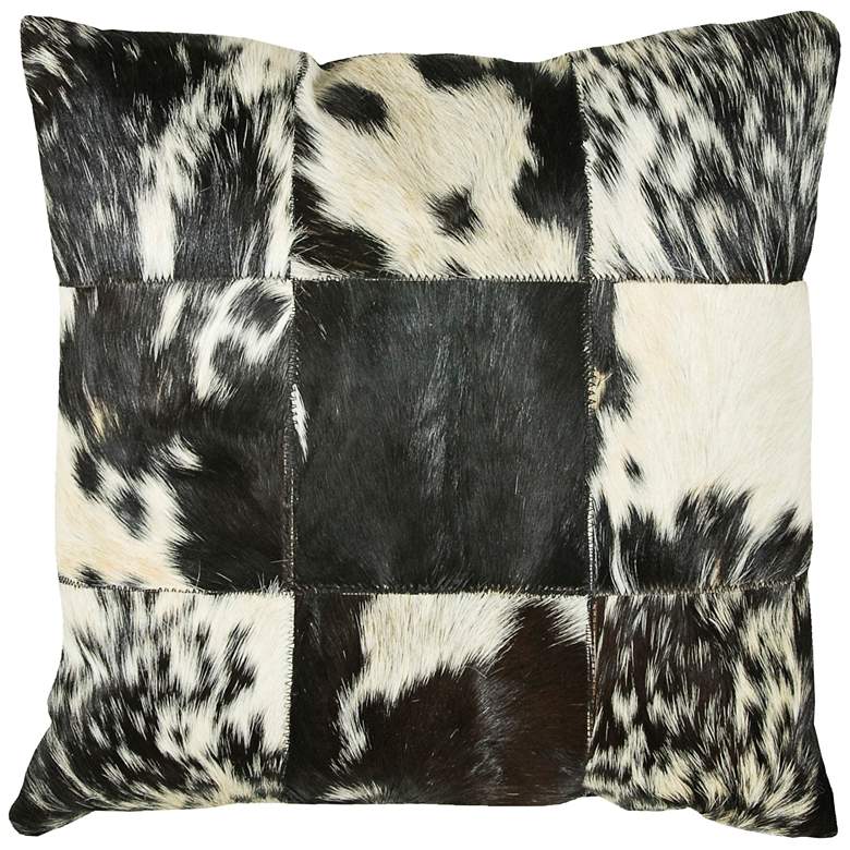 Image 1 Parton Cowhide Black and White 18 inch Square Throw Pillow