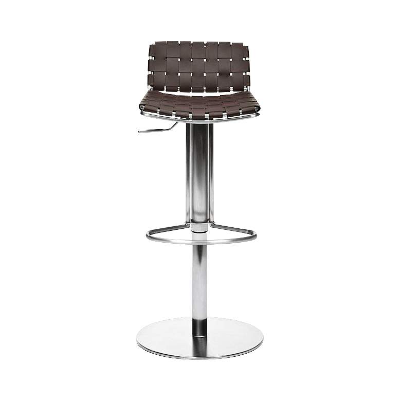 Image 1 Partos Gas Lift Brown Bonded Leather Bar Stool