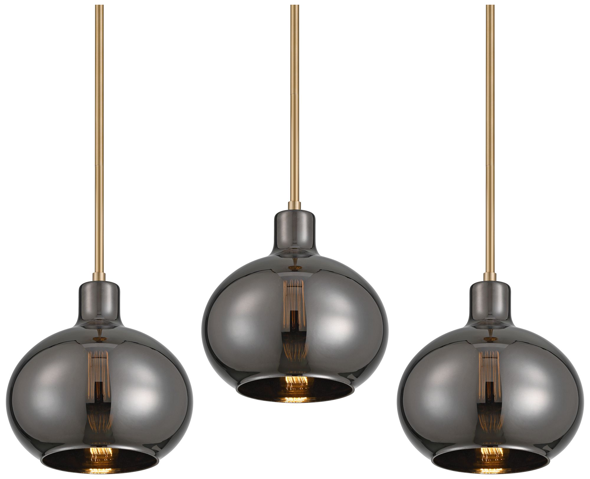 Image 3 Partridge 9 1/2" Wide Black Chrome Glass Mini Pendant Set of 3