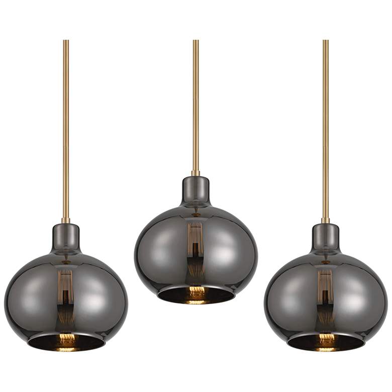 Image 1 Partridge 9 1/2" Wide Black Chrome Glass Mini Pendant Set of 3