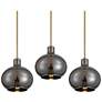 1_Partridge 9 1/2" Wide Black Chrome Glass Mini Pendant Set of 3
