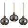 Partridge 9 1/2" Wide Black Chrome Glass Mini Pendant Set of 3