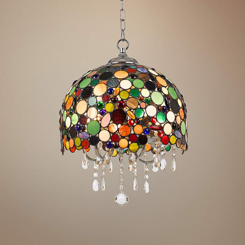 Image 1 Pasadena Collection 15 inch Wide Multi-Colored Crystal Pendant