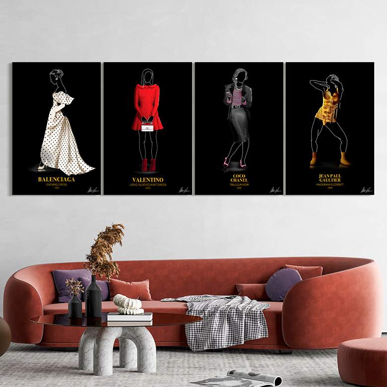 Image 1 Pasarela Look 48" High 4-Piece Printed Glass Wall Art Set